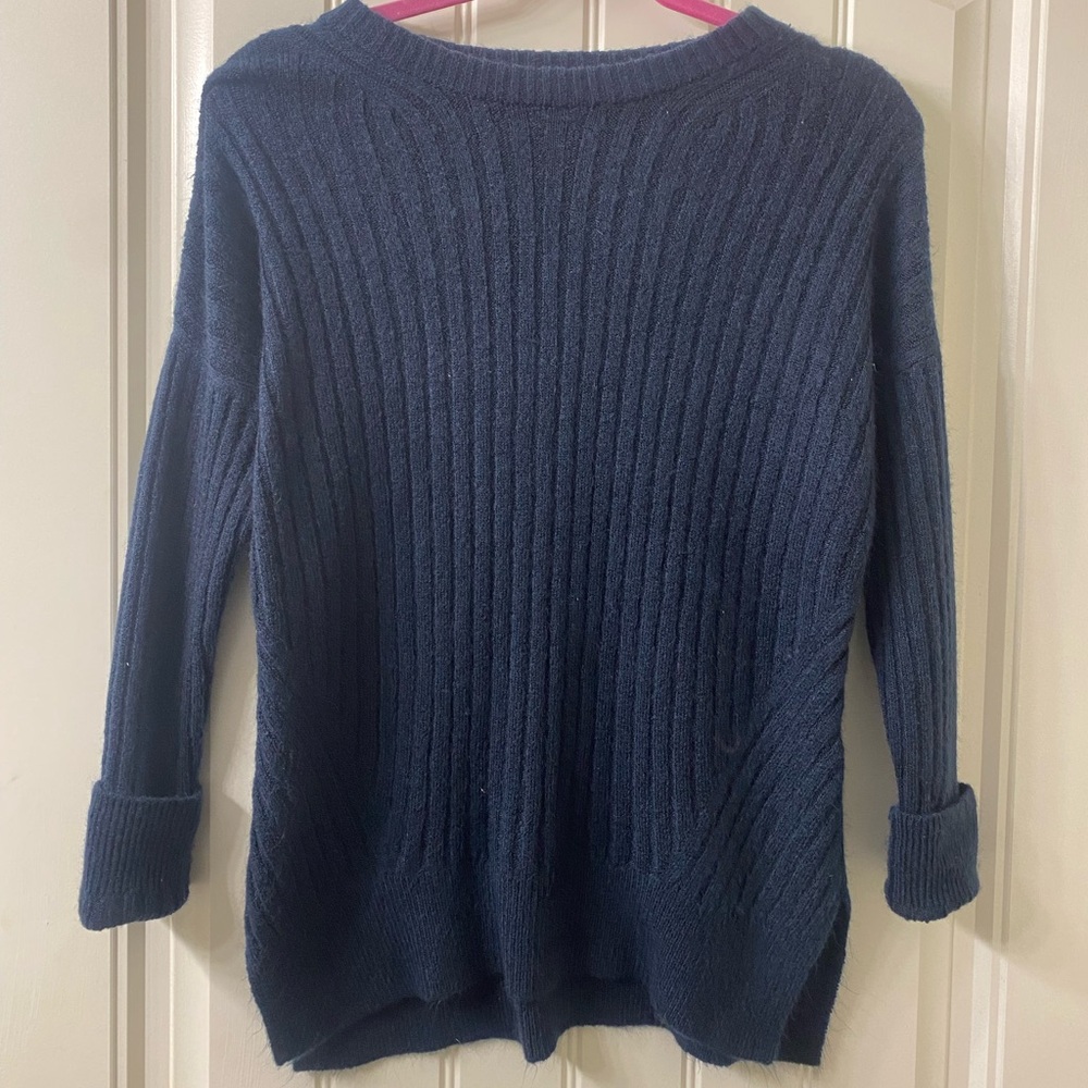 Abercrombie & Fitch Navy Ribbed Knit Pullover Sweater Boat Neck XS Women